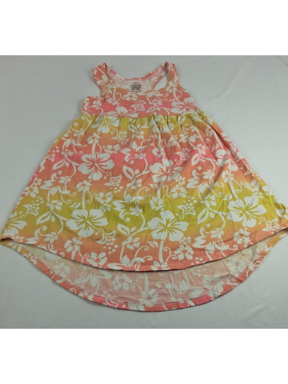 Faded Glory Girls Sleeveless Floral Dress Size 6-6X Orange Pink Yellow - Picture 9 of 9